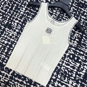 Loewe Cream Ribbed Logo Tank Top